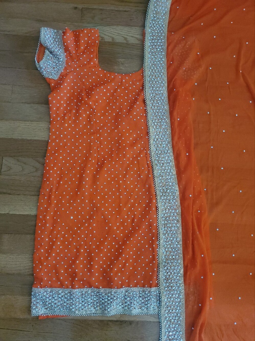 Punjabi 3 piece orange and golden SALWAR KAMEEZ SUIT